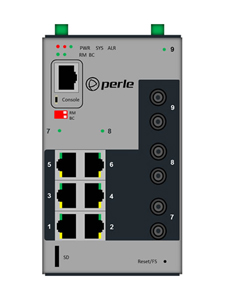 07013680 IDS-409F3-T2SD20-SD40 - Industrial Managed Ethernet Switch - 9 ports:   6 x 10/100/1000Base-T RJ-45 ports and 2 x 100Ba by PERLE