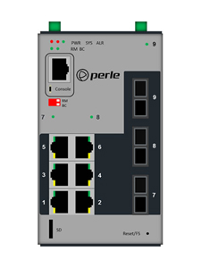Perle 07014450 IDS-409G3-C2MD05-SD10-XT - Industrial Managed Ethernet Switch - 9 ports:   6 x 10/100/1000Base-T RJ-45 ports and by PERLE