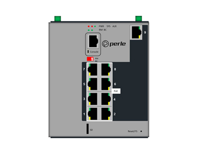 Perle 07016380 IDS-509PP8-XT - Industrial Managed PoE Switch - 9 ports: 9 x 10/100/1000Base-T RJ-45 ports, 8 of which are PoE/Po by PERLE