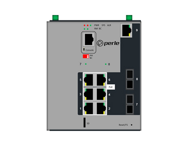 07016390 IDS-509F2PP6-C2MD2 -Industrial Managed PoE Switch - 9 ports: 7 x 10/100/1000Base-T RJ-45 ports, of which 6 are PoE/PoE+ by PERLE