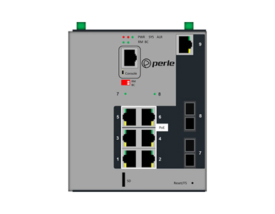 Perle 07016410 IDS-509F2PP6-CSD20  - Industrial Managed PoE Switch - 9 ports:   7 x 10/100/1000Base-T RJ-45 ports, of which 6 ar by PERLE