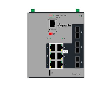 07016630 IDS-509F3PP6-C2MD2-SD40 - Industrial Managed PoE Switch - 9 ports:   6 x 10/100/1000Base-T RJ-45 ports, all of which ar by PERLE