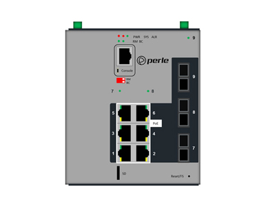 Perle 07016890 IDS-509F3PP6-C2SD20-SD40-XT - Industrial Managed PoE Switch - 9 ports:   6 x 10/100/1000Base-T RJ-45 ports, all o by PERLE