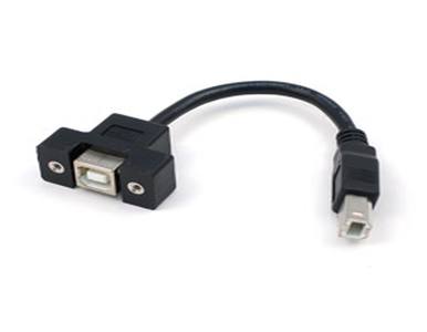 CB-USBB-USBB-15CM-K - USB 2.0 Cable, USB-B Male to USB-B Female with Locking Feature, 6' (15cm), Black, Panel Mount by ANTAIRA