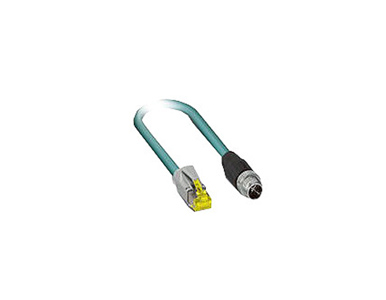 Moxa CBL-M12XMM8PRJ45-BK-100-IP67 - 1-meter X-coded M12-to-RJ45 Cat-5E UTP Gigabit Ethernet cable, 8-pin male M12 connector, IP6 by MOXA