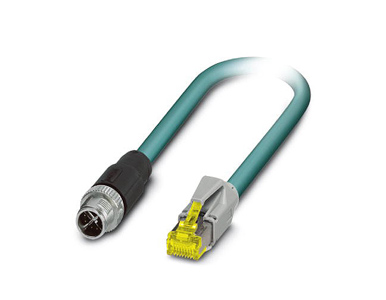 Moxa CBL-M12XMM8PRJ45-BK-200-IP67 - Phoenix Contact 8-pin male X-coded M12-to-RJ45 Cat.5e UTP gigabit Ethernet cable, 2 meter, I by MOXA
