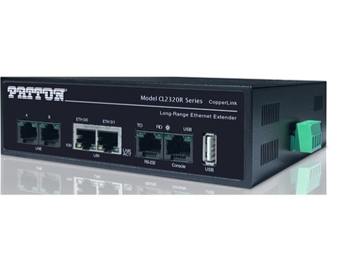 CL2322R/DC - CopperLink Long Range Ethernet+RS-232 Extender. 2x 10/100 Ethernet, 2x RS-232 (1 Device Server, One Console) by PATTON