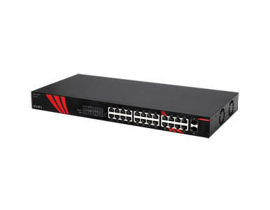 Antaira CNP-2602G-SFP - 26-Port SMB 1U Rackmount Gigabit PoE+ Unmanaged Ethernet Switch w/24 * 10/100/1000TX (30W/Port) + 2 * 10 by ANTAIRA