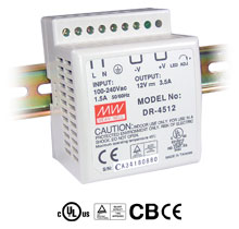 DR-45-24 - Industrial AC/DC Din Rail Power Supply Single Output 24V 2A 48W by MEANWELL