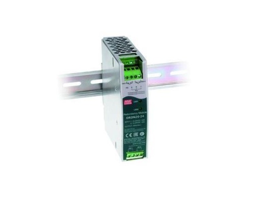Mean Well DRDN20-24 - 20A DIN rail Redundancy Module to improve overall system operation reliability; Support 1+1 and N+1 redund by MEANWELL