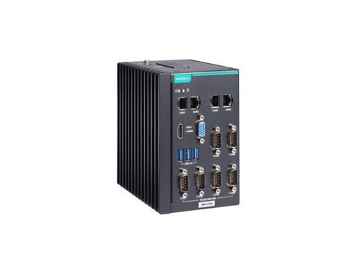 Moxa DRP-A100-E4-2L4C-T - DIN-rail type, Atom x6425E, 8GB DDR4, COMx6, LANx4, USB 3.0x3, VGA+HDMI, 12/24 VDC by MOXA