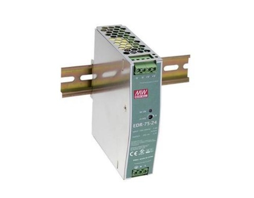 EDR-75-24 - AC-DC Industrial DIN rail power supply; Output 24V at 3.2A; metal case by MEANWELL