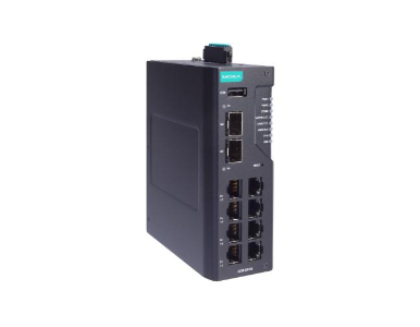 Moxa EDR-8010-VPN-2GSFP-CT - 8 FE copper and 2 GbE SFP multiport industrial secure router with firewall/NAT/VPN, 12/24/48 VDC in by MOXA