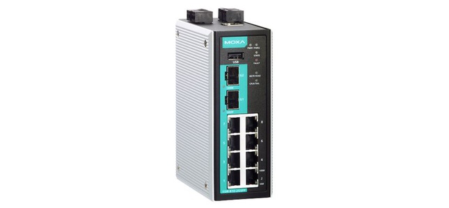 EDR-810-2GSFP-T - Industrial Secure Router Switch with 8 10/100BaseT(X) ports, 2 1000Base Gigabit SFP slots, 1 WAN, Firewall/NAT by MOXA