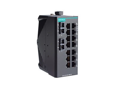 EDS-2016-ML-MM-SC - Unmanaged Ethernet switch with 14 10/100BaseT(X) ports, 2 100BaseFX multi-mode ports with SC connectors, and by MOXA