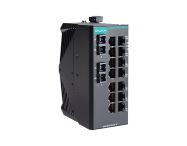 EDS-2016-ML-SS-SC-T - Unmanaged Ethernet switch with 14 10/100BaseT(X) ports, 2 100BaseFX single-mode ports with SC connectors, by MOXA