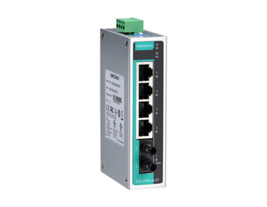 EDS-205A-M-ST-IEX - Unmanaged switch with 4 10/100BaseT(X) ports, and 1 100BaseFX multi-mode port with ST connector by MOXA