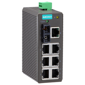 EDS-208-M-SC - Entry-level Unmanaged Ethernet Switch with 7 10/100BaseT(X) ports, 1 multi mode 100BaseFX port, SC connector by MOXA