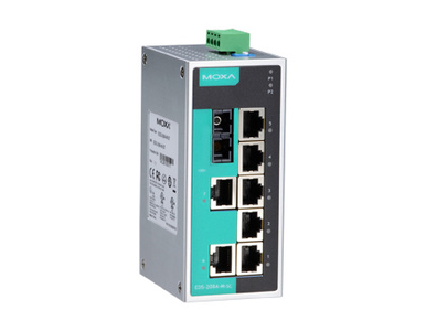 EDS-208A-M-SC-T - Unmanaged Ethernet switch with 7 10/100BaseT(X) ports, and 1 100BaseFX multi-mode port with SC connectors by MOXA