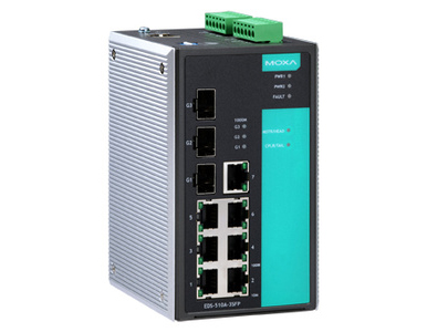 EDS-510A-3SFP-T - Managed Gigabit Ethernet switch with 7 10/100BaseT(X) ports, and 3 SFP slots for adding SFP-1G series Gigabit by MOXA
