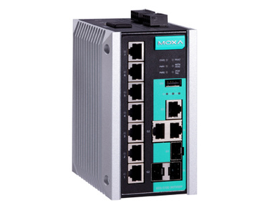 EDS-510E-3GTXSFP-T - Managed Gigabit Ethernet switch with 7 10/100BaseT(X) ports, and 3 10/100/1000BaseT(X) or 100/1000BaseSFP by MOXA