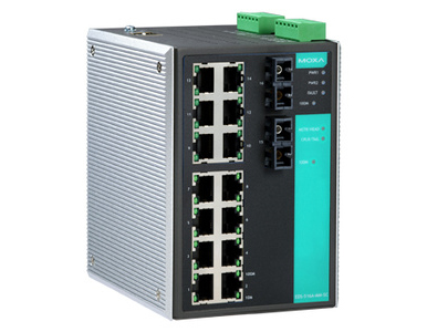 EDS-516A-MM-SC-T - Managed Ethernet switch with 14 10/100BaseT(X) ports, and 2 100BaseFX multi-mode ports with SC connectors, -4 by MOXA