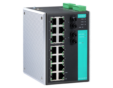 EDS-516A-MM-ST - Managed Ethernet switch with 14 10/100BaseT(X) ports, and 2 100BaseFX multi-mode ports with ST connectors, 0 to by MOXA