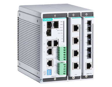 EDS-611-T - Compact managed Ethernet switch system with 2 slots for 4-port fast Ethernet interface modules, for a total of up to by MOXA