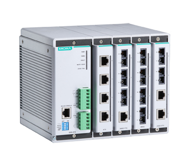 EDS-616-T - Compact managed Ethernet switch system with 4 slots for 4-port fast Ethernet interface modules, for a total of up to by MOXA