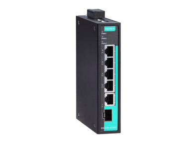 EDS-G205-1GTXSFP-T - Unmanaged full Gigabit Ethernet switch with 4 10/100/1000BaseT(X) ports and 1 combo 10/100/1000BaseT(X) or by MOXA