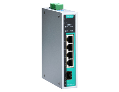 EDS-G205A-4PoE-1GSFP-T - Unmanaged gigabit PoE switch with 4 PoE 10/100/1000BaseT(X) ports, 1 1000BaseX (SFP slot) port by MOXA