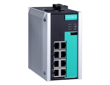 EDS-G508E-T - Managed full Gigabit Ethernet switch with 8 10/100/1000BaseT(X) ports, -40 Degree C to 75 Degree C operating tempe by MOXA