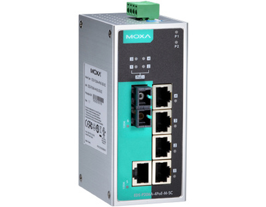 EDS-P206A-4PoE-M-SC-T - Unmanaged PoE Ethernet switch with 1 10/100BaseT(X) ports, 4 PoE 10/100BaseT(X) ports, and 1 100BaseFX m by MOXA