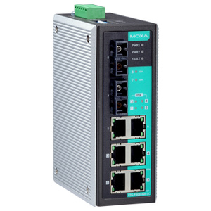 EDS-P308-MM-SC - Unmanaged Ethernet switch with 2 10/100BaseT(X) ports, 4 PoE ports, and 2 100BaseFX multi-mode ports with SC co by MOXA