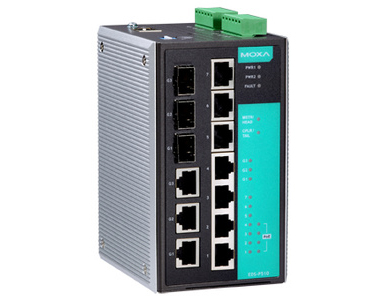 EDS-P510 - Managed Gigabit Ethernet switch with 3 10/100BaseT(X) ports, 4 PoE 10/100BaseT(X) ports, and 3 10/100/1000BaseT(X) or by MOXA