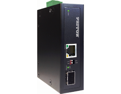 Patton FP101E/SFP/DC – Industrial Gigabit SFP Media Converter; 10/100/1000BaseTX (RJ45); 100/1000 (SFP); -40 to 75°C; 12-56V by PATTON