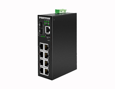 FP2008E/2SFP/8AT/48DC - Managed Industrial PoE+ Ethernet Switch;  8 x PoE+ 10/100/1000 (30 watts/port);  2x GigE SFP; - 40 -75C by PATTON