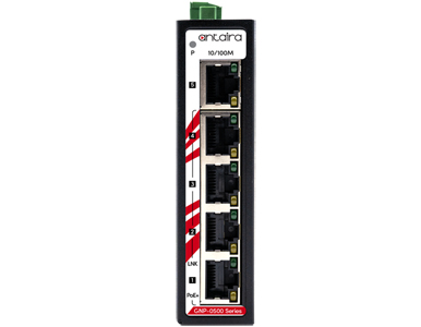 Antaira GNP-0500-T - 5-Port Industrial PoE+ Unmanaged Ethernet Switch, w/4*10/100Tx (30W/Port) + 1*10/100Tx; EOT: -40~75C by ANTAIRA