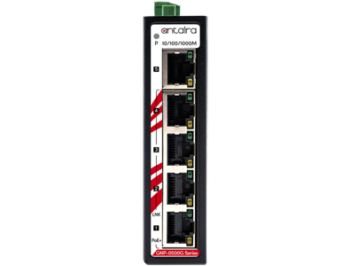 Antaira GNP-0500G - 5-Port Industrial Gigabit PoE+ Unmanaged Ethernet Switch, w/4*10/100/1000Tx (30W/Port) + 1*10/100/1000Tx by ANTAIRA