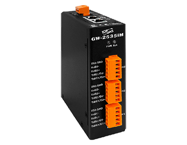 ICP DAS GW-2535iM - Modbus TCP to RTU / ASCII Security Gateway with 2 Ethernet Ports and 3 Isolated RS-422 / 485, Metal Case by ICP DAS