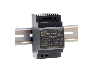 Mean Well HDR-60-15 - AC-DC Ultra slim DIN rail power supply; Input range 85-264VAC; Output 15VDC at 4A by MEANWELL