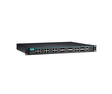 ICS-G7826A-8GSFP-4GTXSFP-2XG-HV-HV - Layer 3 Full Gigabit managed Ethernet switch with 12 10/100/1000BaseT(X) ports, 8 100/1000B by MOXA