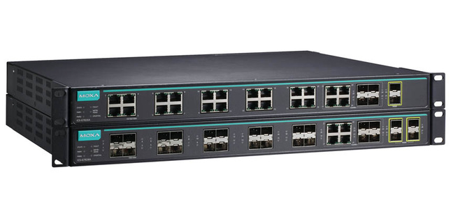 ICS-G7828A-4GTXSFP-4XG-HV-HV - Layer 3 Full Gigabit managed Ethernet switch with 20 10/100/1000BaseT(X) ports, 4 10/100/1000Base by MOXA