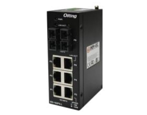 IES-162FX-SS-SC-L - Industrial 8-port unmanaged Ethernet switch with 6x10/100Base-T(X) and 2x100Base-FX by ORing Industrial Networking