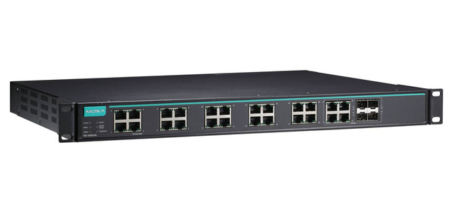 IKS-G6824A-4GTXSFP-HV-HV - Layer 3 Full Gigabit managed Ethernet switch with 20 10/100/1000BaseT(X) ports, and 4 10/100/1000Base by MOXA