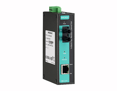 Moxa IMC-21A-M-ST-T - Industrial 10/100BaseT(X) to 100BaseFX media converter, multi mode, ST connector, -40 to 75   Degree C by MOXA