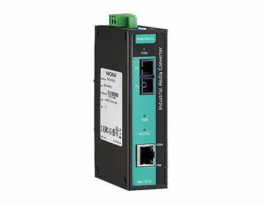 Moxa IMC-21A-S-SC-T - Industrial 10/100BaseT(X) to 100BaseFX media converter, single mode, SC connector, -40 to 75   Degree C by MOXA