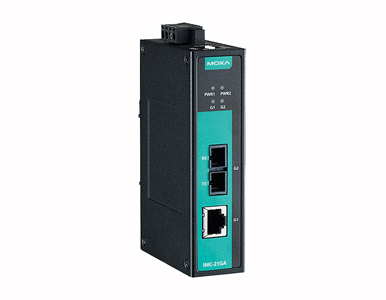 Moxa IMC-21GA-SX-SC-T - Industrial Gigabit Media Converter, Multi-Mode 0.5km, SC, -40 to 75  Degree C by MOXA