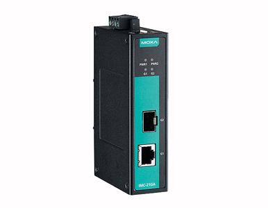 Moxa IMC-21GA - Industrial Gigabit Media Converter, SFP Slot, -10 to 60  Degree C by MOXA