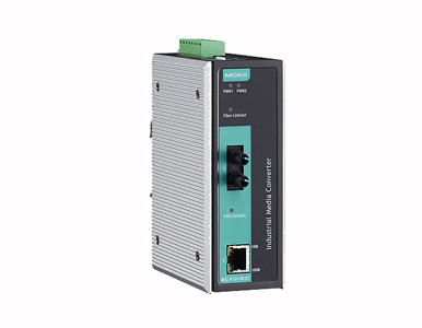 Moxa IMC-P101-M-ST-T - Industrial PoE Media Converter, multi mode, ST connector, -40 to 75  Degree C by MOXA